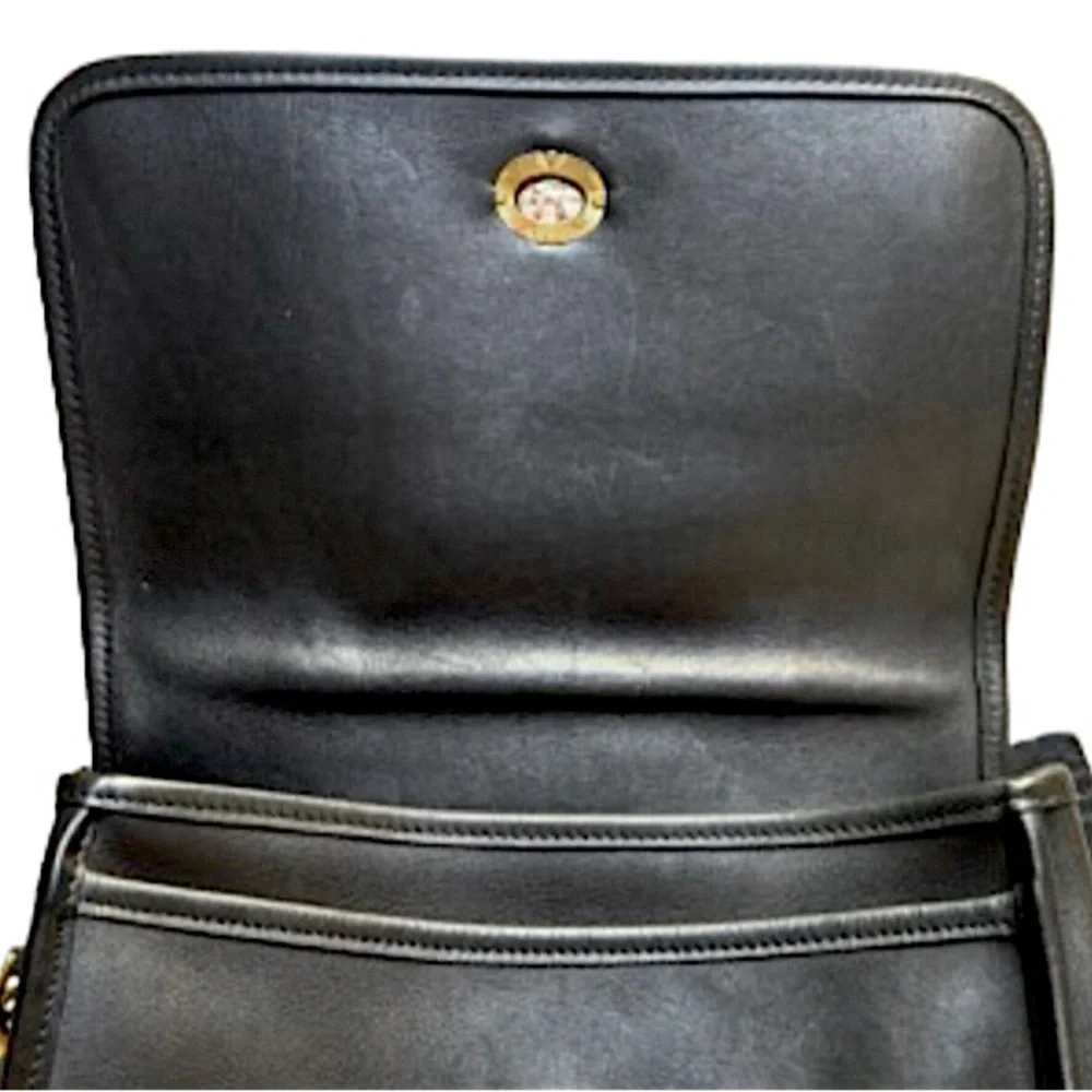 Vintage COACH COURT Black Glove Tanned Turn Lock Crossbody Shoulder Bag 9870 - Picture 15 of 17